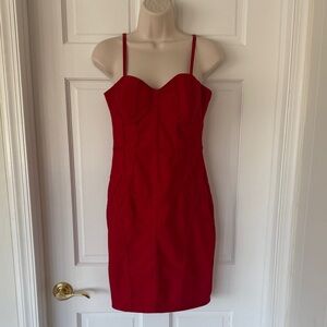 Haute Monde Ruby Red Bodycon Mini Dress Sweetheart Neckline – Size M